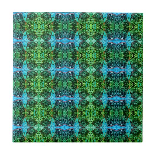 Carreau Vintage Antique Vert Bleu Art Nouveau (Devant)