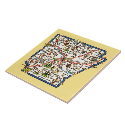Carreau Vintage Arkansas Map Ceramic Tile (Côté)