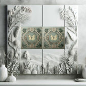 Carreau Vintage Art Deco Sage Green Botanical Butterfly 