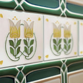 Carreau Vintage Art Nouveau Tulipes & Coeurs Gibbons