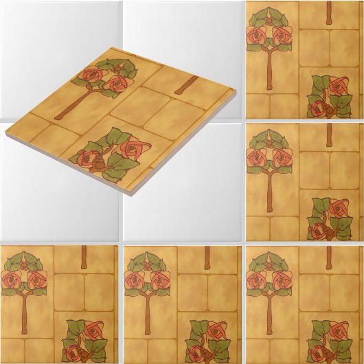 Carreau Vintage Arts & Crafts Floral Bouquets Pattern