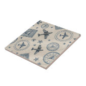 Carreau Vintage Aviation Passport Stamp Pattern (1) (Côté)