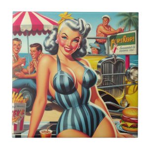Carreau Vintage Beach Pin-up