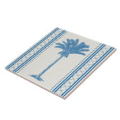 Carreau Vintage Blue Palm Tree Silhouette Côtière Tropical (Côté)