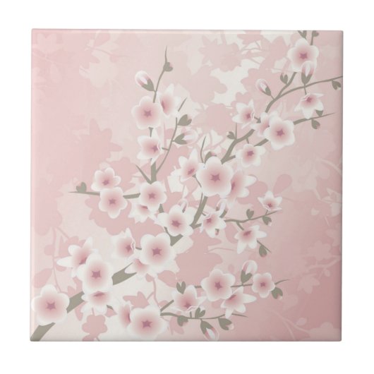Carreau Vintage Blush Rose Cerisier Fleurit (Devant)