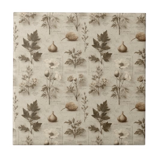 Carreau Vintage Botanical Floral Pattern (12) (Devant)