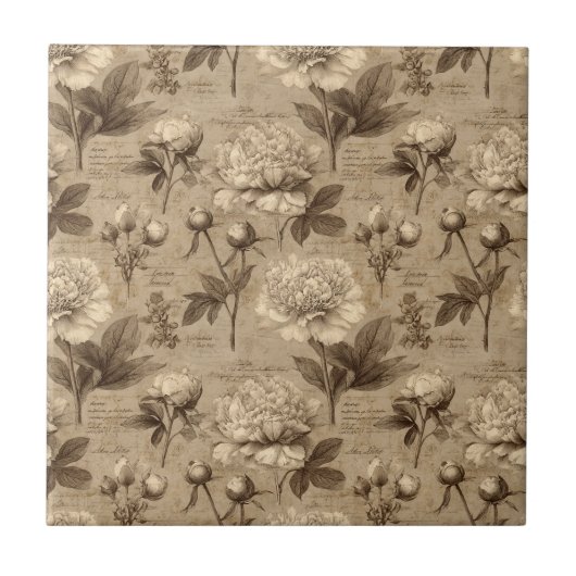 Carreau Vintage Botanical Floral Pattern (2) (Devant)