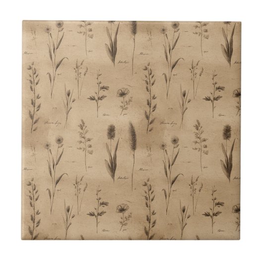 Carreau Vintage Botanical Floral Pattern (9) (Devant)