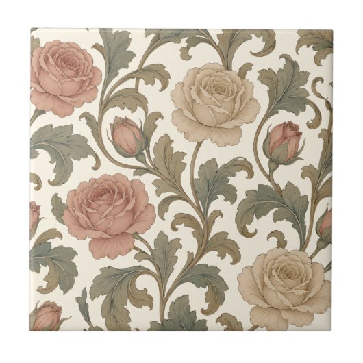 Carreau Vintage Botanical Rose (Devant)