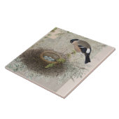 Carreau Vintage Botanique Nid Oeufs Bleus Coller Feuille (Côté)