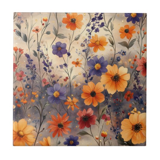 Carreau Vintage Butterfly Wildflower (11) (Devant)