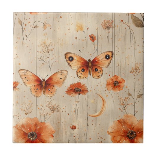 Carreau Vintage Butterfly Wildflower (3) (Devant)
