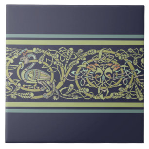 Carreau Vintage Celtic Knot Peacock Oiseaux Motif Frieze
