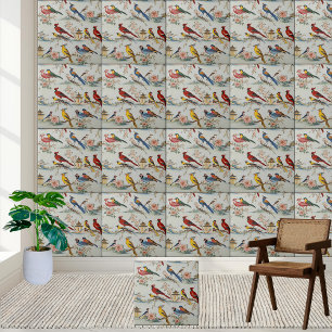 Carreau Vintage Chinoiserie Orientale Oiseaux et fleurs