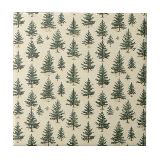Carreau Vintage Christmas Pine Tree Pattern (3) (Devant)