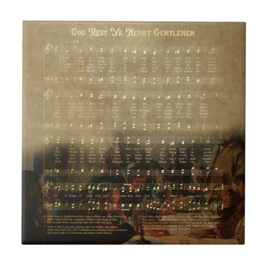 Carreau Vintage Christmas Sheet Music Wooden Keepsake Box (Devant)