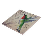 Carreau Vintage Colibri No 6 Aquarelle Art (Côté)