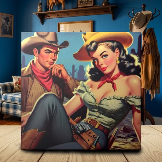 Carreau Vintage Cowboy et Cowgirl