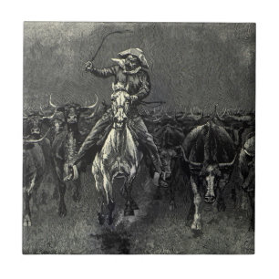 Carreau Vintage Cowboys, un stampede de Frederic Remington