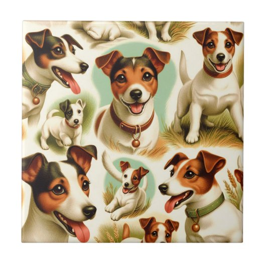 Carreau Vintage Cute Jack Russell Terrier (Devant)