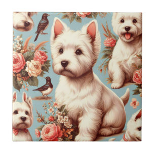 Carreau Vintage Cute West Highland White Terrier