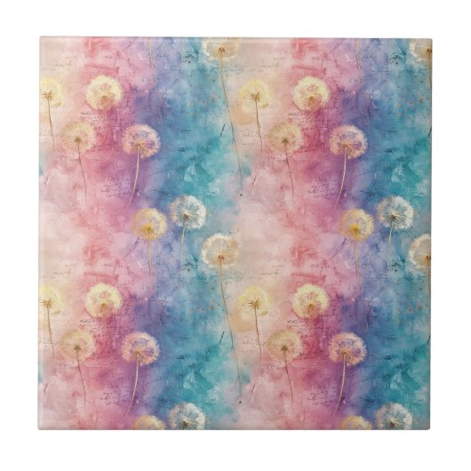 Carreau Vintage Dandelion Abstract Pattern (3) (Devant)