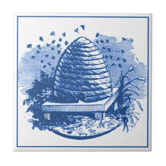 Carreau Vintage Delft Blue Art Nouveau Honeybee Hive