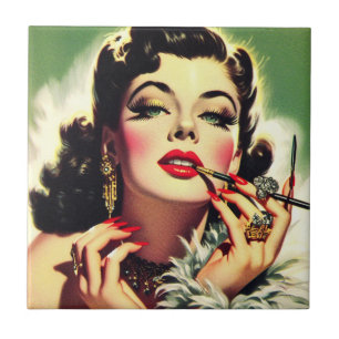 Carreau Vintage des années 1950 Glamor Girl