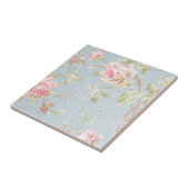 Carreau vintage élégant, bleu clair, rose, motif rose (Côté)