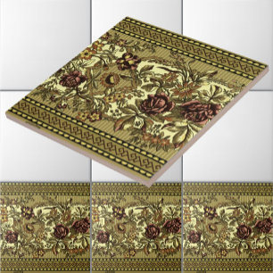 Carreau Vintage époque victorienne Anglo Rose japonais Fri