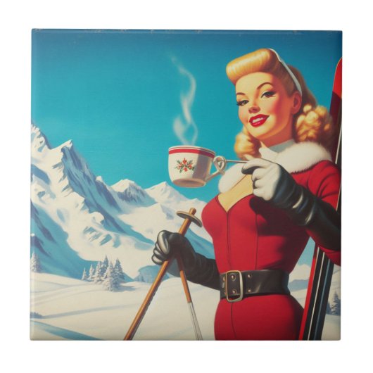 Carreau Vintage fille d'hiver (Devant)