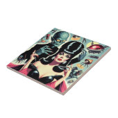Carreau Vintage fille d'horreur Sci-fi (Côté)