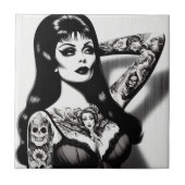 Carreau Vintage fille Goth tatouée (Devant)