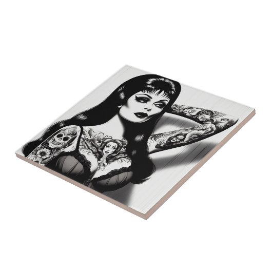 Carreau Vintage fille Goth tatouée (Côté)