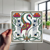 Carreau Vintage Flamingo Floral Geometric Patterned Tile