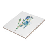 Carreau Vintage fleur d'iris bleu botanique (Côté)