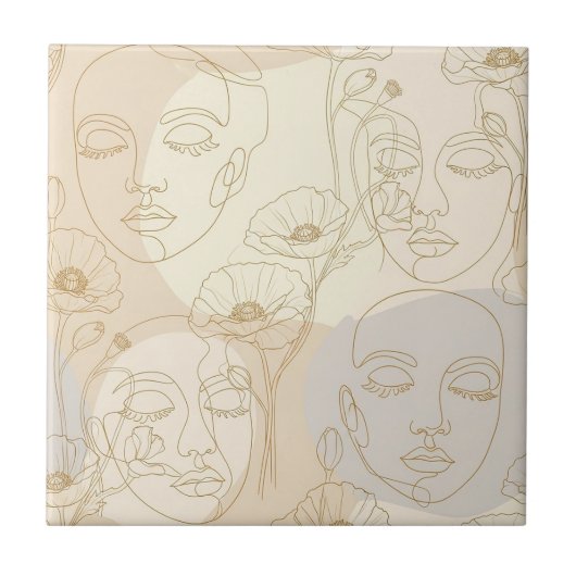 Carreau Vintage Floral Face Line Pattern (1) (Devant)