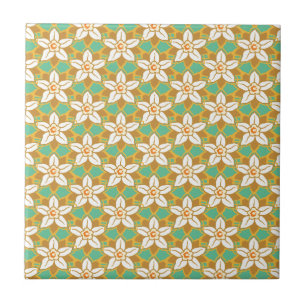 Carreau Vintage Floral vert et jaune motif Jonquil