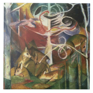 Carreau Vintage Franz Marc Deer dans la forêt