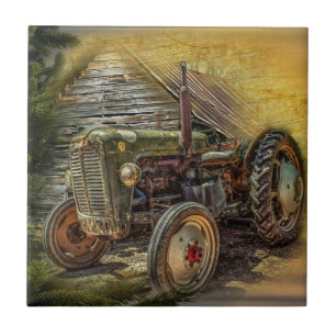 Carreau Vintage Green Tractor Rustic