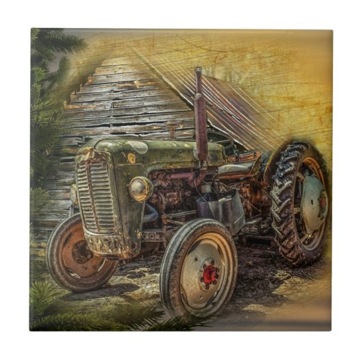 Carreau Vintage Green Tractor Rustic (Devant)
