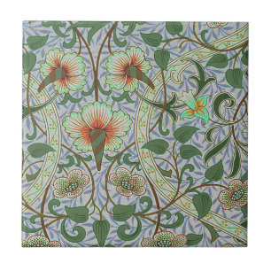 Carreau Vintage Green William Morris Daffodil Floral
