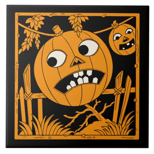 Carreau vintage Halloween Jack O'Lantern (Devant)