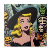 Carreau Vintage Halloween Witch Comics (Devant)