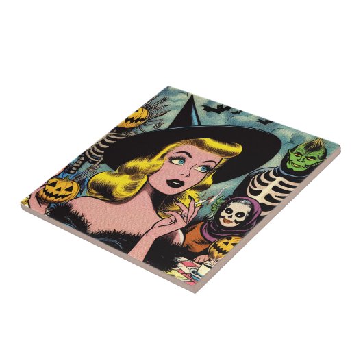 Carreau Vintage Halloween Witch Comics (Côté)