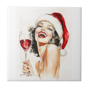 Carreau Vintage Holiday Cheer en Aquarelle