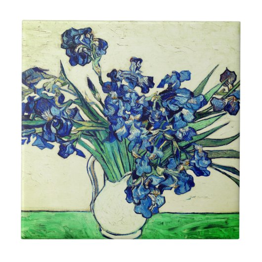 Carreau Vintage Irises (1890) par Vincent Van Gogh (Devant)