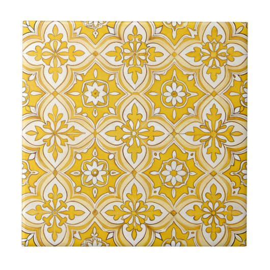 Carreau Vintage jaune Azulejo portugais (Devant)