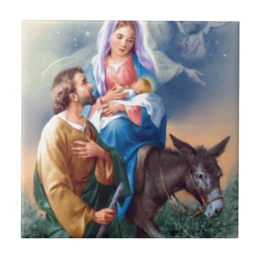 Carreau Vintage Joseph Et Marie Avec Bébé Jésus (Devant)