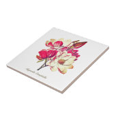 Carreau Vintage Magnolia rose Fleur blanche (Côté)